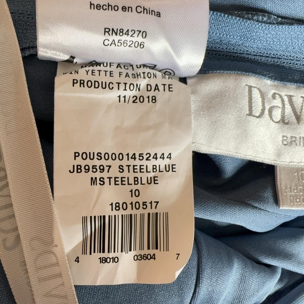 David's Bridal Dress Girls 10 Steel Blue Y Neck Mesh Maxi Formal NWT $99 Gown - Picture 9 of 15